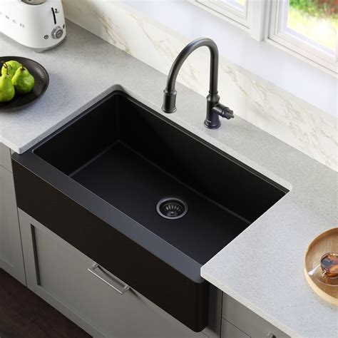 stinless steel apron sink walnut cabinets quartz counter|Karran Quartz 34'' X 21.